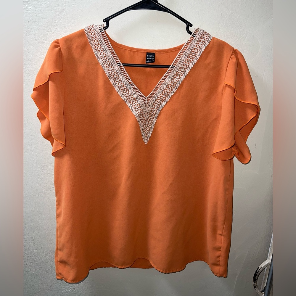SHEIN - Orange Short Sleeve Blouse